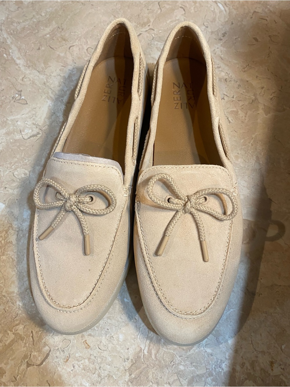 Naturalizer Beige Suede Bow Trim Loafers